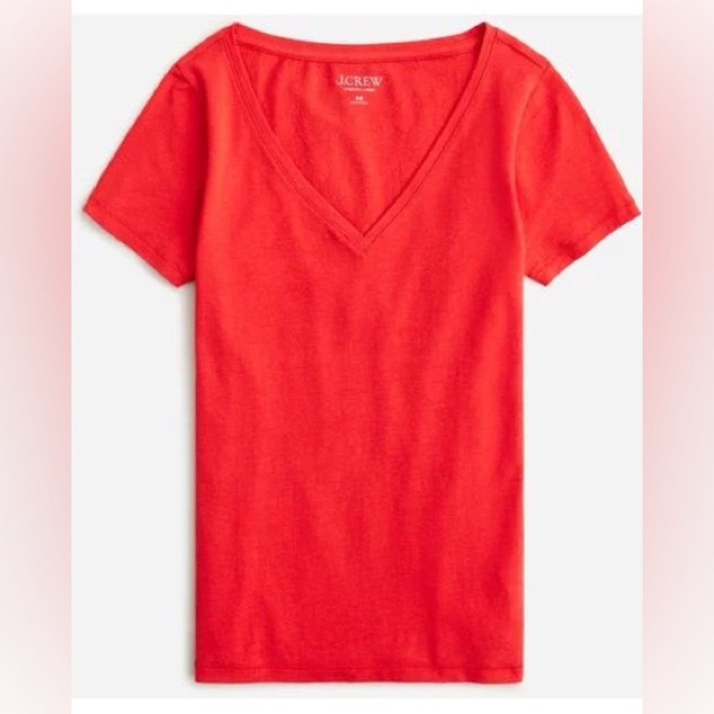 J. Crew Red V-neck Tee